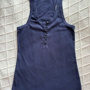 Aerie Dark Blue Buttoned Tank Top